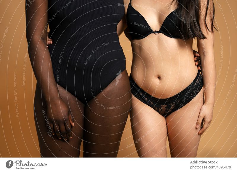 Content diverse women in underwear in studio - a Royalty Free Stock Photo  from Photocase