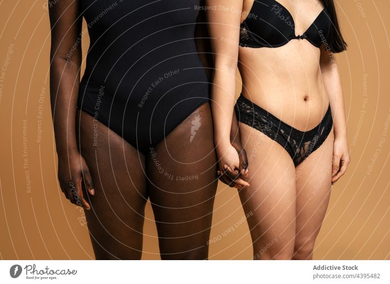 Different Body Shape Types. Diverse Women in Underwear and Bikini