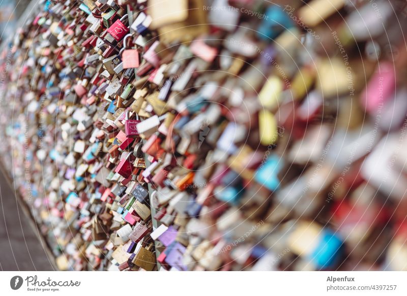 So much love Love padlock Exterior shot Lock Colour photo Padlock Infatuation Bridge Together Loyalty Romance Deserted Display of affection Metal Emotions