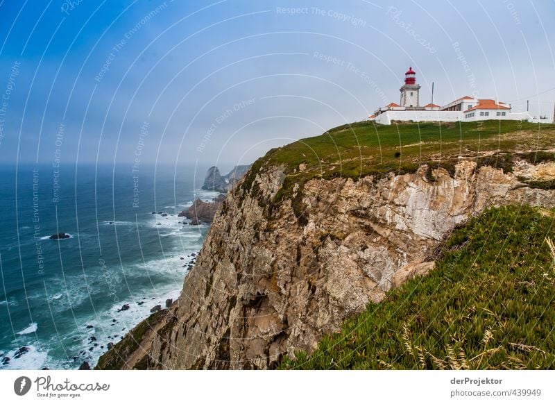 Lighthouse at Cape Roca (Cabo da Roca) Environment Landscape Air Water Sky Summer Rock Waves Coast Ocean Manmade structures Building Architecture