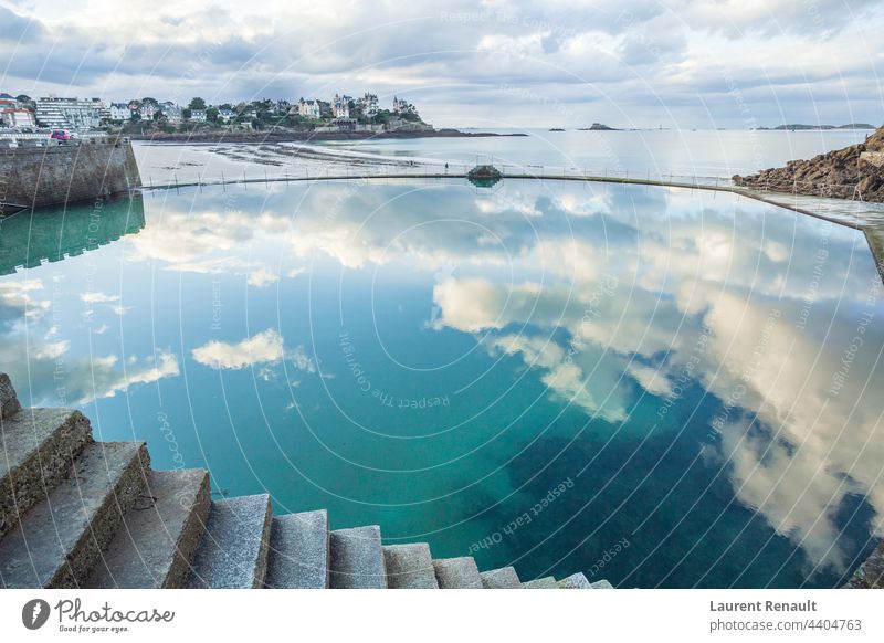 View from the swiming pool in Dinard beach bretagne brittany coast dinard landscape sea swimming tourism travel