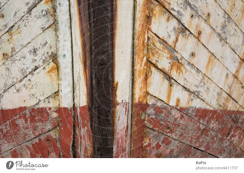 Weathered surface on the hull of a sailing ship. Hull Sailing ship yachtsmen Colour Wood planks Sand Moss structure Draft seafaring technique Launch Harbour