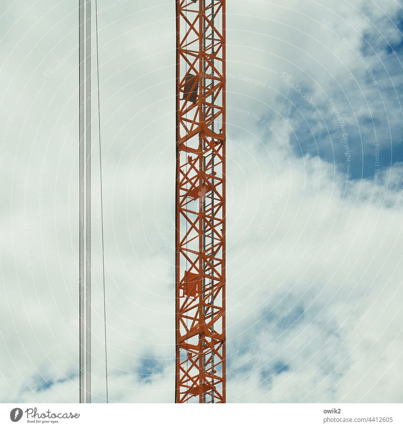 measure Construction site Crane Large Clouds Sky Success Determination Independence Firm Responsibility Competent Build Technology Craft (trade)