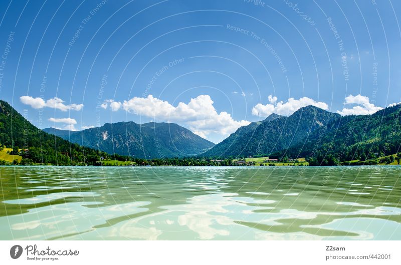 Schliersee Nature Landscape Water Sky Clouds Summer Beautiful weather Alps Mountain Fresh Infinity Natural Clean Calm Loneliness Relaxation Vacation & Travel