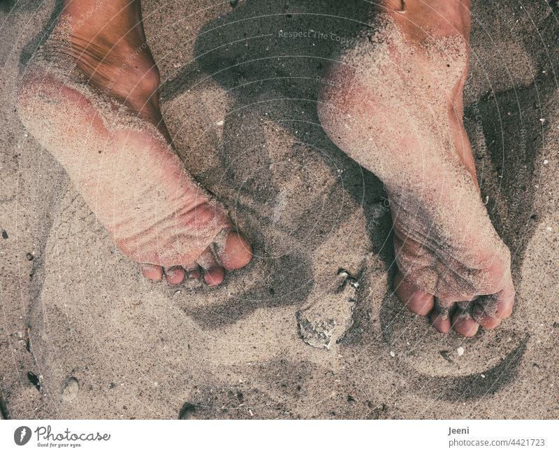 Better to bury your feet - not your head - in the sand Feet Toes Barefoot Summer Relaxation Human being Man masculine Skin Naked Sand Ocean Beach sandy NUDISM