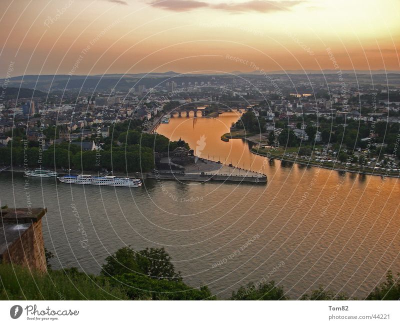 German Corner Deutsches Eck Koblenz Sunset Mosel (wine-growing area) Historic Rhine Sky Moselle