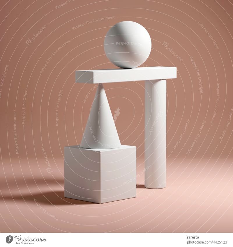 Abstract balancing geometric shapes, illustration - Stock Image