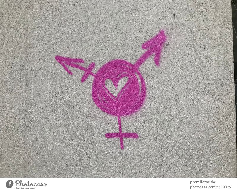 Graffiti. Diversity. Love. Diversity. Love. Pink. Photo: Alexander Hauk diversity Wall (building) Art pink Sign symbol Tolerant Man Woman Tansgender masculine
