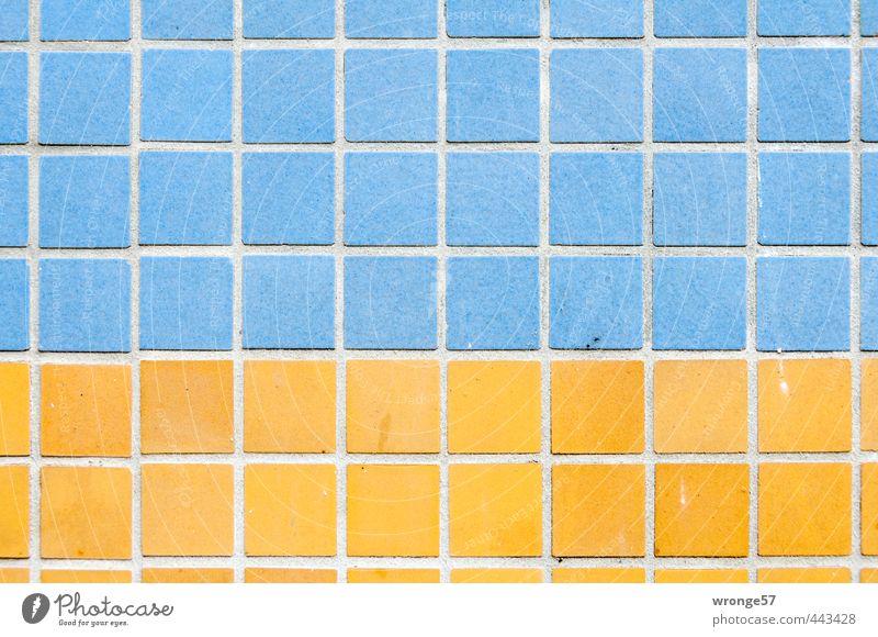 tile design House (Residential Structure) Building Prefab construction Wall (barrier) Wall (building) Facade Sharp-edged Hideous Town Blue Yellow Tile Square