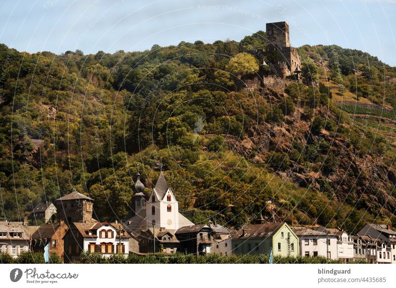 During a boat trip on the Rhine you can marvel at many a castle (ruin) Town Navigation Castle ruin Medieval times Historic Trip Tower Sky Exterior shot