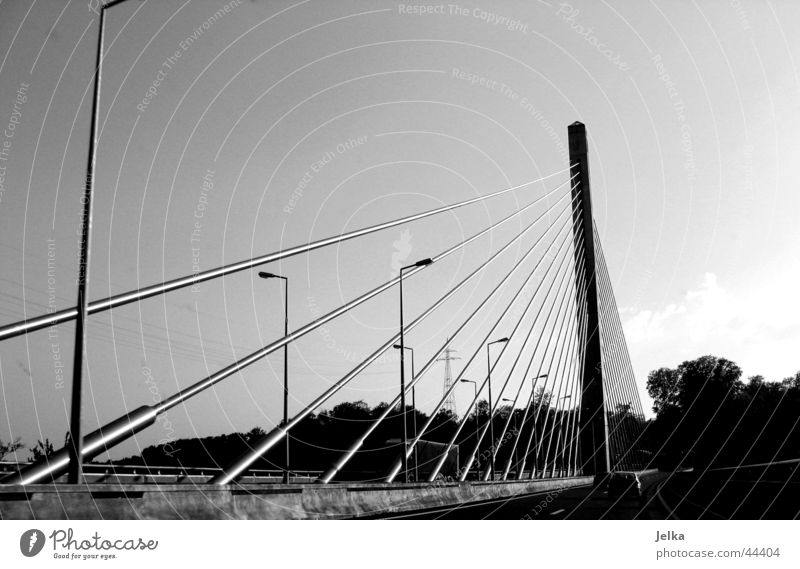 bridge Bridge Manmade structures Architecture Street Complex Lantern Bridge construction Black & white photo