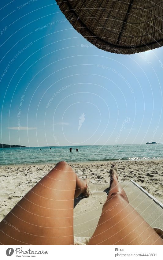 POV: Relaxing on beach lounger on vacation and looking at the Meet Ocean beach couch relax Beach beach holiday Summer vacation Water sunbathe Vacation & Travel