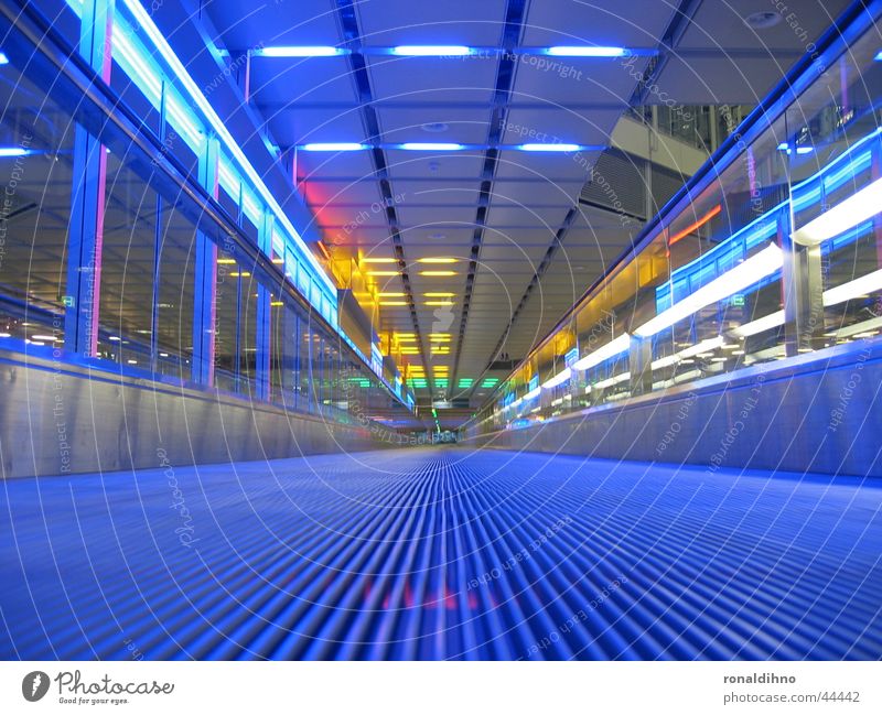Munich Airport Escalator Moving pavement Architecture Lighting Blue
