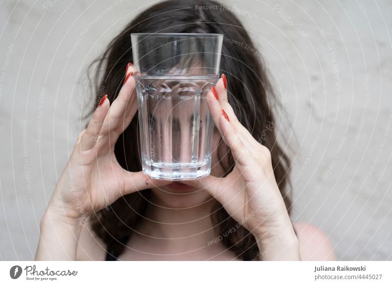 Woman with empty glass Glass Human being Water Hand Fingers Colour photo Beverage Drinking Day Cold drink Fresh Summer Thirst Thirst-quencher Fluid Tumbler