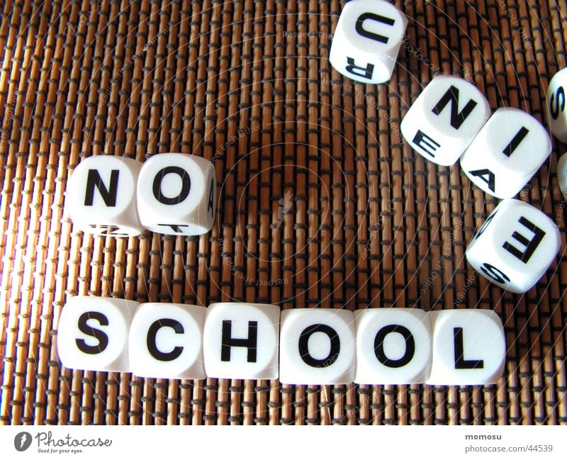 ...never go to school again. Playing Word Letters (alphabet) Leisure and hobbies School high school No Dice