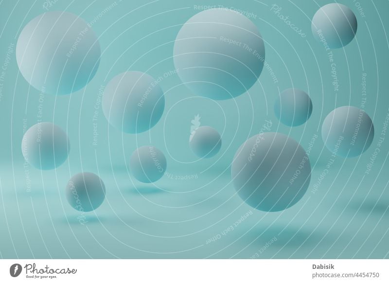 Realistic 3d render with blue flying bubbles spheres on pastel background -  a Royalty Free Stock Photo from Photocase