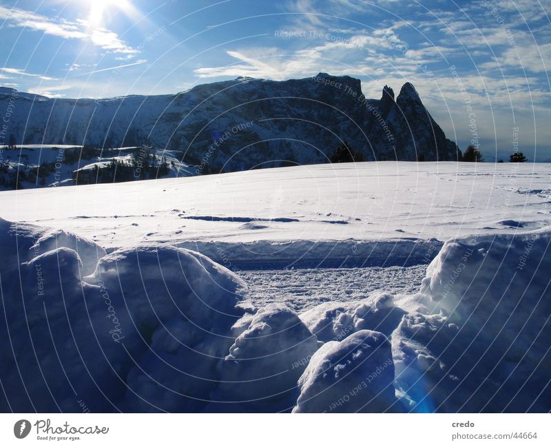 South Tyrol Winter vacation Cold White Mountain Snow Alps Graffiti Landscape Nature Ice Blue