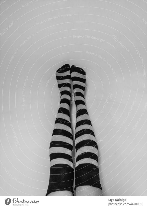 Grey Striped Stockings or Overknee Socks Stock Illustration