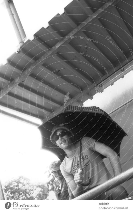 patronage Umbrella Corrugated iron roof Macho Posture Man Sun