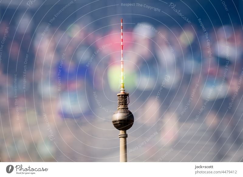 Runners of the marathon and the TV tower in Berlin Marathon Walking Athletic Sporting event competition Fitness Running sports Main run blurriness Endurance