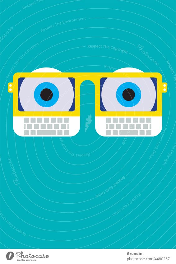 Computer eyes Illustration Lifestyle Heads Faces laptop glasses