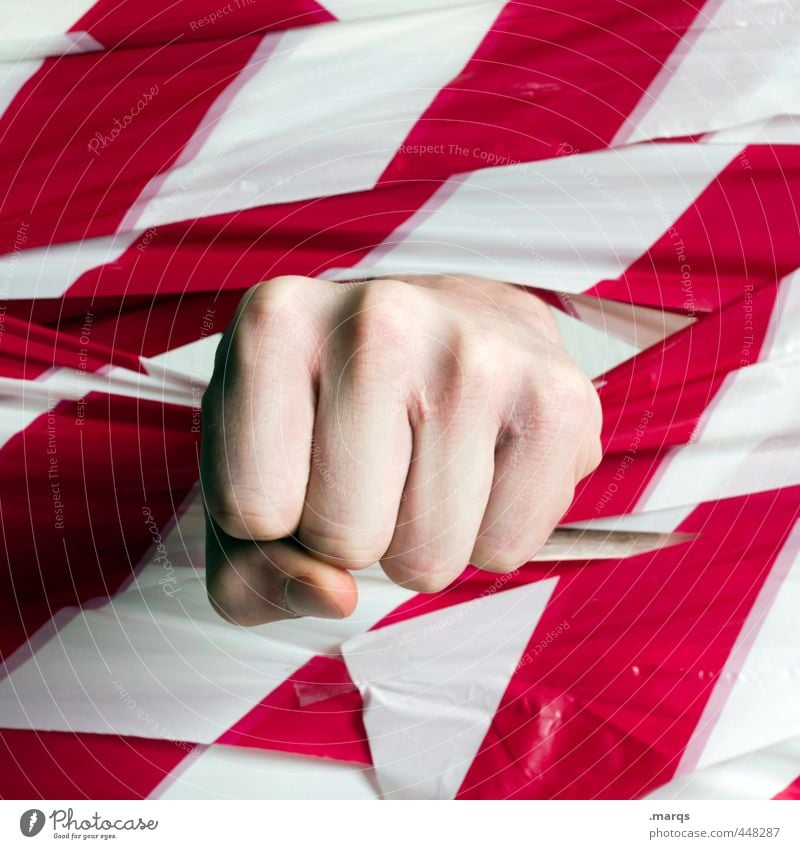 1700 | Breakthrough Career Success Fist Sign Stripe Aggression Strong Red White Power Willpower Brave Communicate Force Revolution Beat Anger Breach