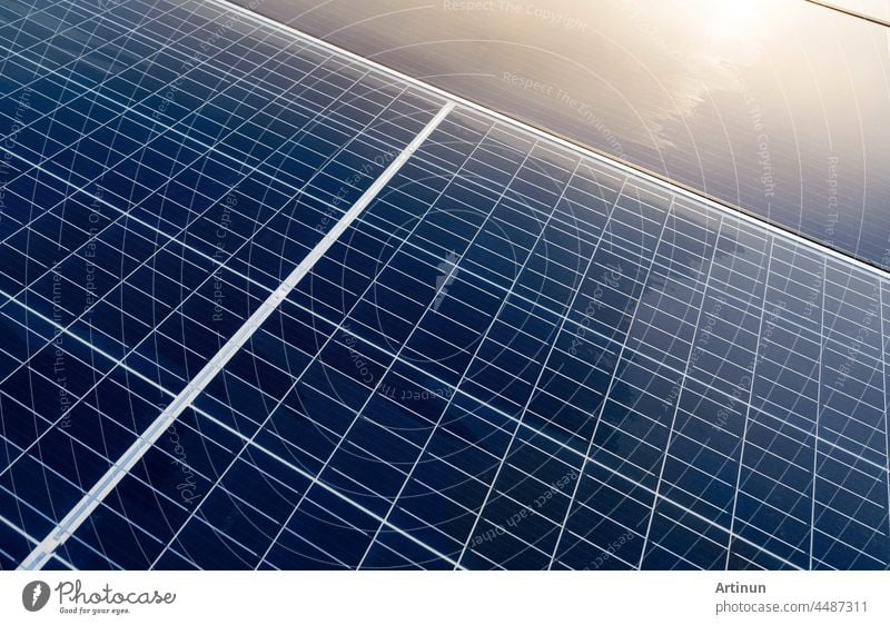 Solar panels or photovoltaic module. Solar power for green energy. Sustainable resources. Renewable energy. Clean technology. Solar cell panels use sun light as a source to generate electricity.