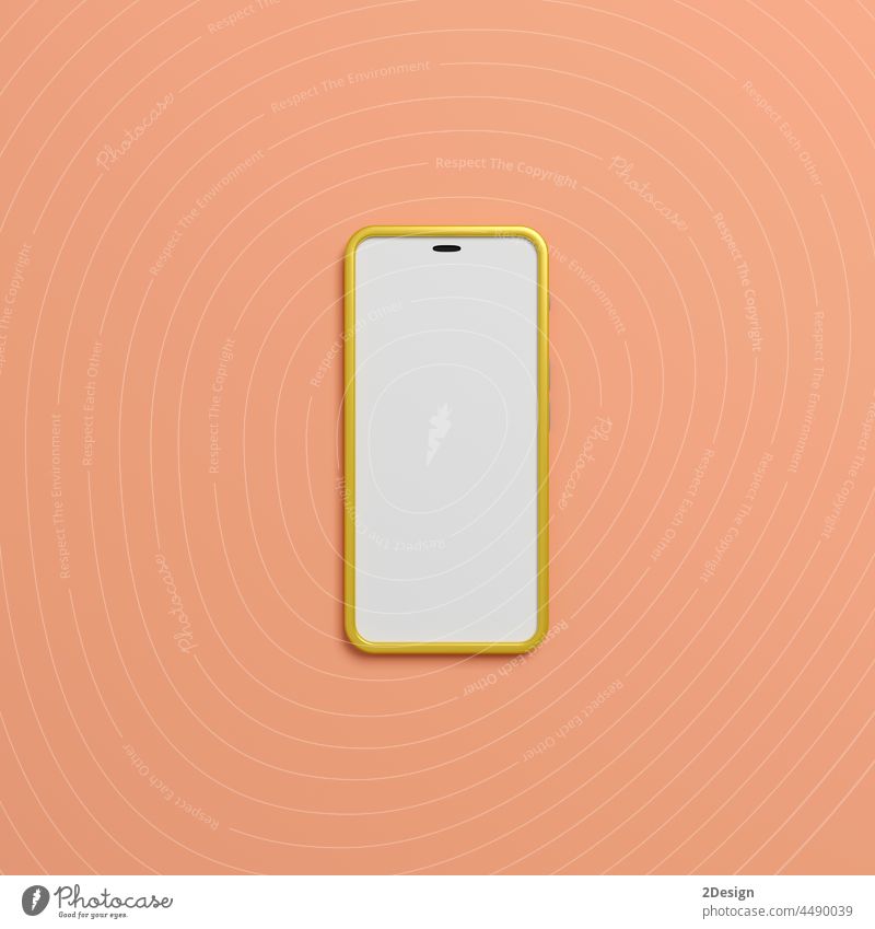 An smartphone with blank screen on pink background. 3d illustration display electronic mockup app device mobile empty isolated modern technology template white