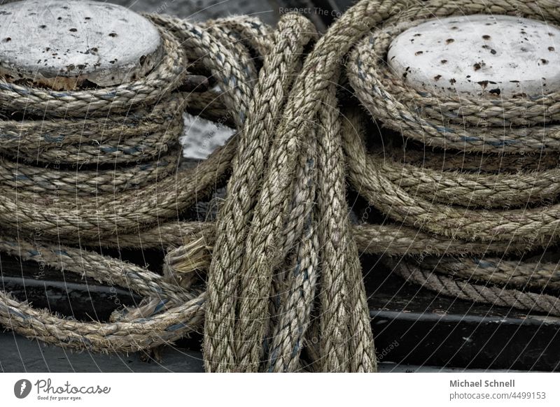 Ship's rope Strick rope Dew Rope ropes Colour photo Deserted Navigation Maritime Close-up ship Fishing boat fix Bind fast mooring rope fishing cutter