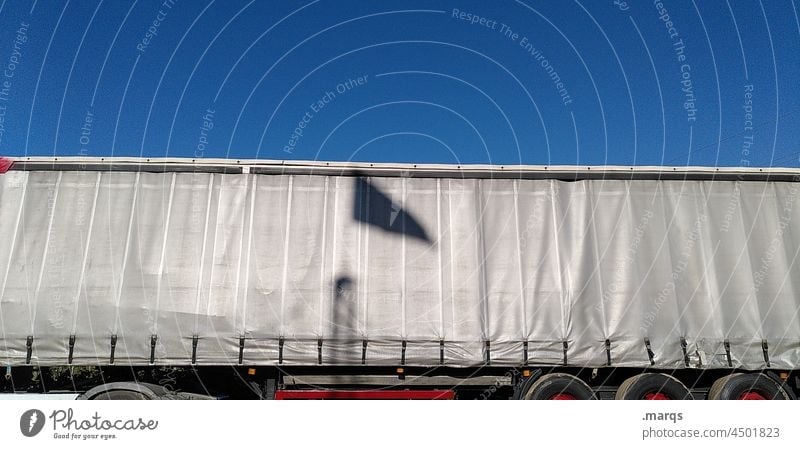 Truck with flag Covers (Construction) Logistics Mobility Economy Means of transport Transport Trailer Cargo Eyelet Shipping Work and employment delivery