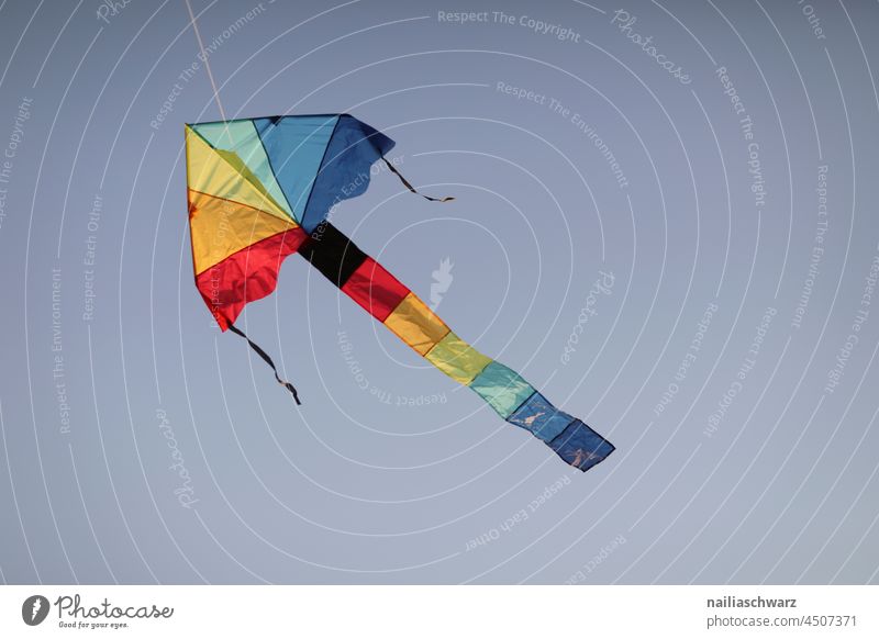 dragon windy weather Happiness Aviation Vacation & Travel pretty variegated Multicoloured Summer Exterior shot Colour photo Above Clouds Kite Infancy Freedom
