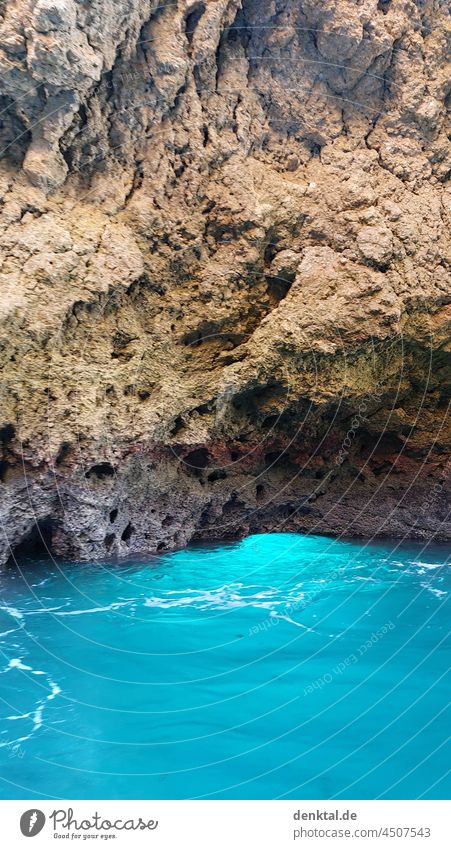 Turquoise water / grotto shining from below Water coast turquoise water Algarve Dive Snorkeling