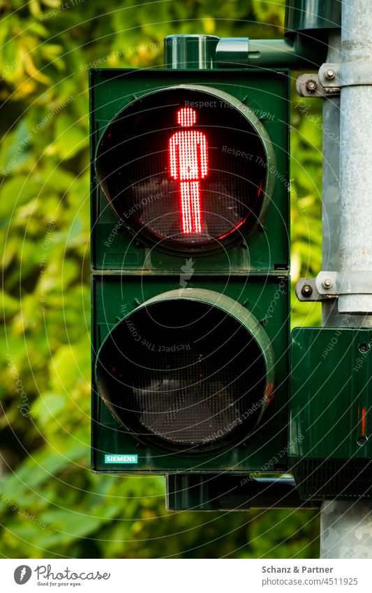 Traffic Light On Street With Red Signal Lit Up Stock Photo