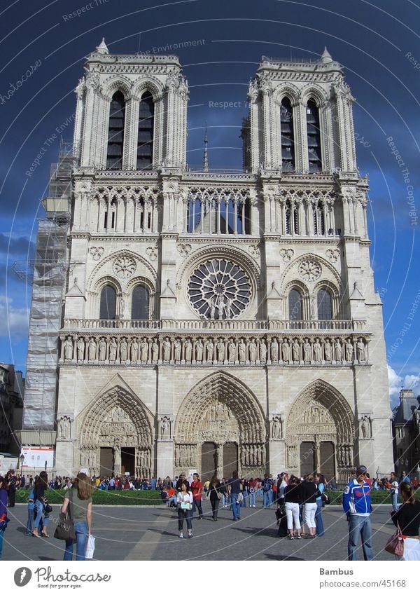 Notre Dame Paris Clouds Dark Architecture Religion and faith Tower Thunder and lightning Blue