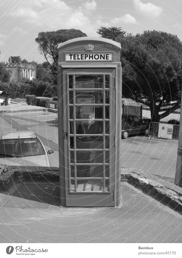 rrrriiiing Telephone Phone box Cubbyhole Things Driver's cab Black & white photo