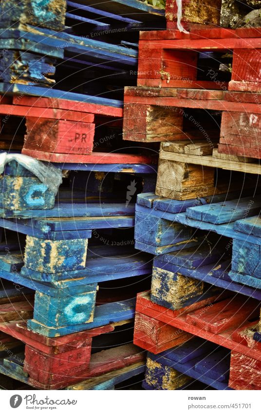 pallets Palett Blue Red Wood Stack Logistics Packaging Colour Stock of merchandise Storage Colour photo