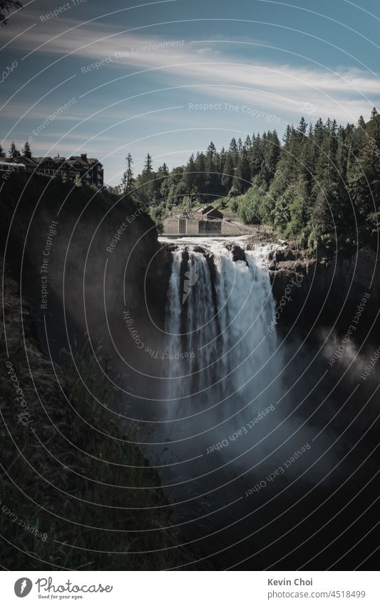 Snoqualmie Falls Waterfall Washington Landscape Nature Forest Environment Trees Cottage mountainous