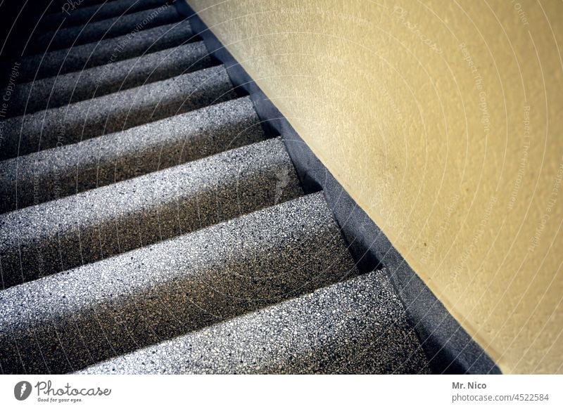 stairwell Stairs stair treads climb the stairs stagger Ground stone steps Gray Yellow Wall (building) Staircase (Hallway) Structures and shapes Downward