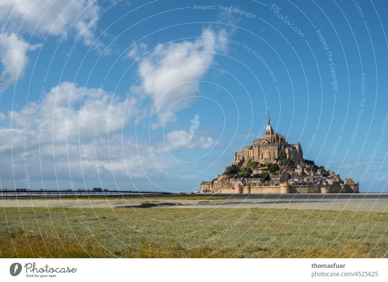 Mont St. Michel between heaven and earth (the water was just not there) tourist attraction Tourists Low tide France Brittany Church Monastery monastery mountain