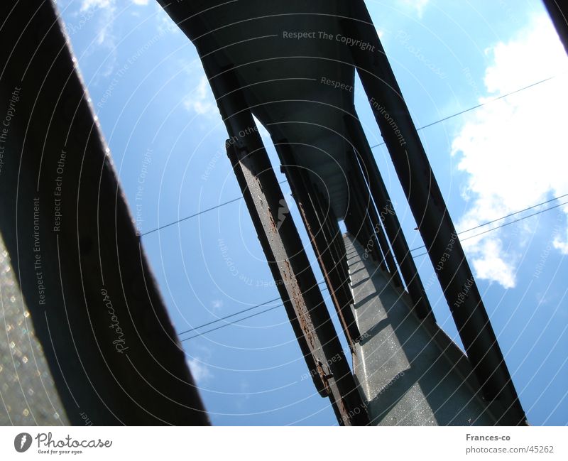 power pole Vanishing point Electricity pylon Clouds Architecture Cable Sky Metal