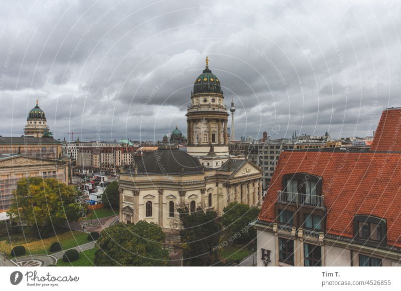 Gendarmenmarkt Berlin Berlin Cathedral Television tower Middle Capital city Architecture Dome Tourist Attraction Exterior shot Colour photo Downtown Church
