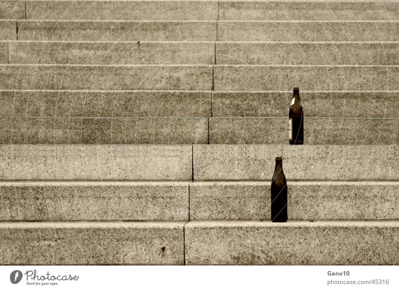 ~~ ? drunk up ? Beer Beverage Empty Bottle of beer Leisure and hobbies Stairs Alcoholic drinks