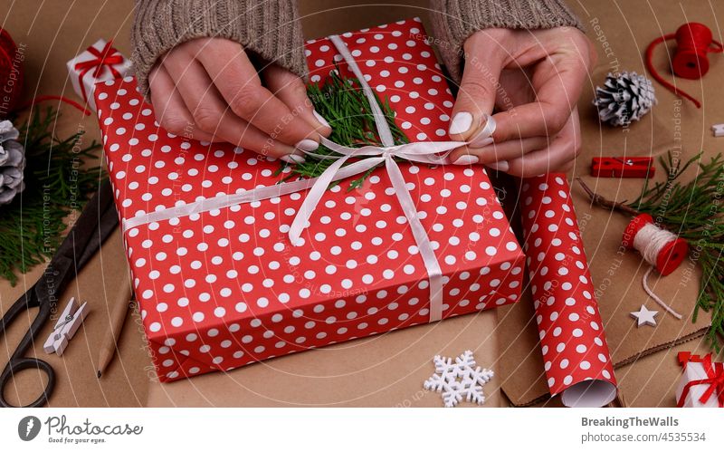 Free Stock Photo of Red and white wrapping paper