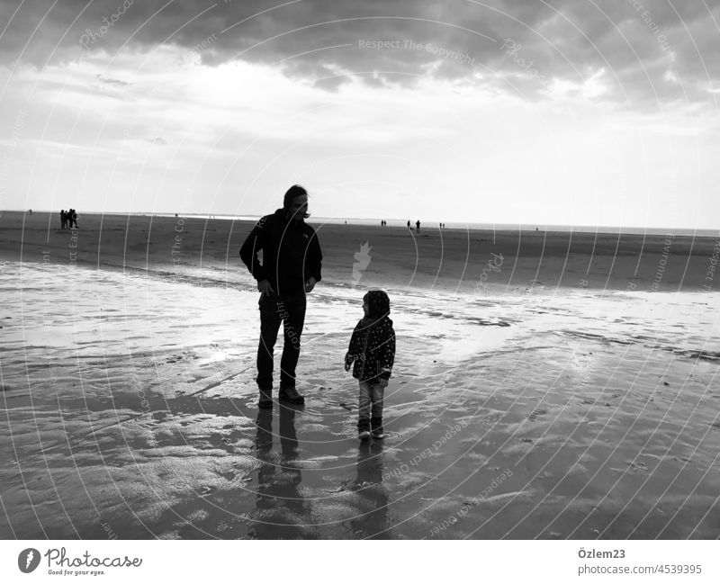 Father and son on Langeoog Paternity Son Man Boy (child) Beach conversation Child Parents Together Love Happy Infancy Lifestyle dad Happiness people Family
