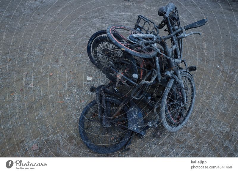 abstract Bicycle bicycles surreal Trash Means of transport Town Cycling Mobility waste Garbage dump Recycling turnaround Abstract Road traffic Exterior shot