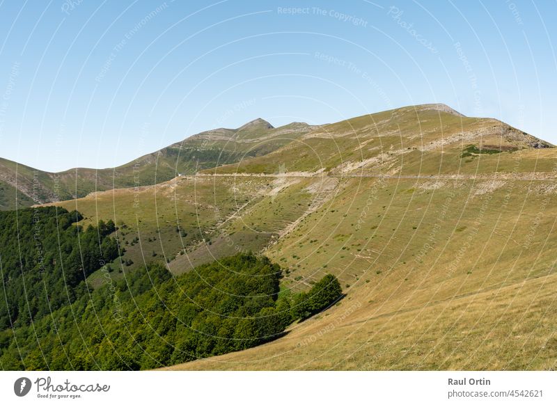 Amazing mountains landscape at sunset.Travel background.Mount Larrau in Pyrenees,near Irati forest between Spain France border. travel nature pyrenees spain