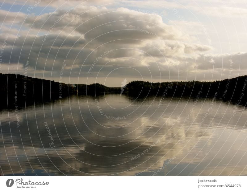 large and wonderfully beautiful one of a thousand lakes Lake Reflection Nature Landscape Sky Calm Idyll Västra Götalands län Swede Moody Silhouette Inspiration