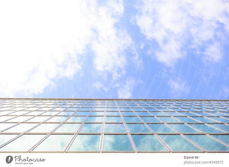 Sky - clouds reflected in window panes Clouds mirror Window panes Reflection Many Glass Structures and shapes Architecture Pattern