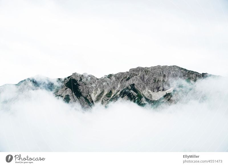 Mountains in the fog. View from the Breitenberg. Clouds Fog mountain Mountain summits mountains cloudy foggy overcast Landscape Nature Alps Rock Deserted Hiking