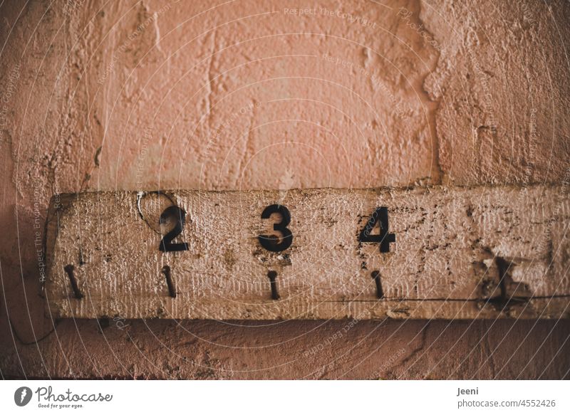 2 - 3 - 4 incomplete number sequence | Lost Land Love Value Digits and numbers Numbers nails Wooden board Wall (building) Characters lost places